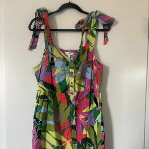 Floral Print Tie Shoulder Button-Front Mini Dress